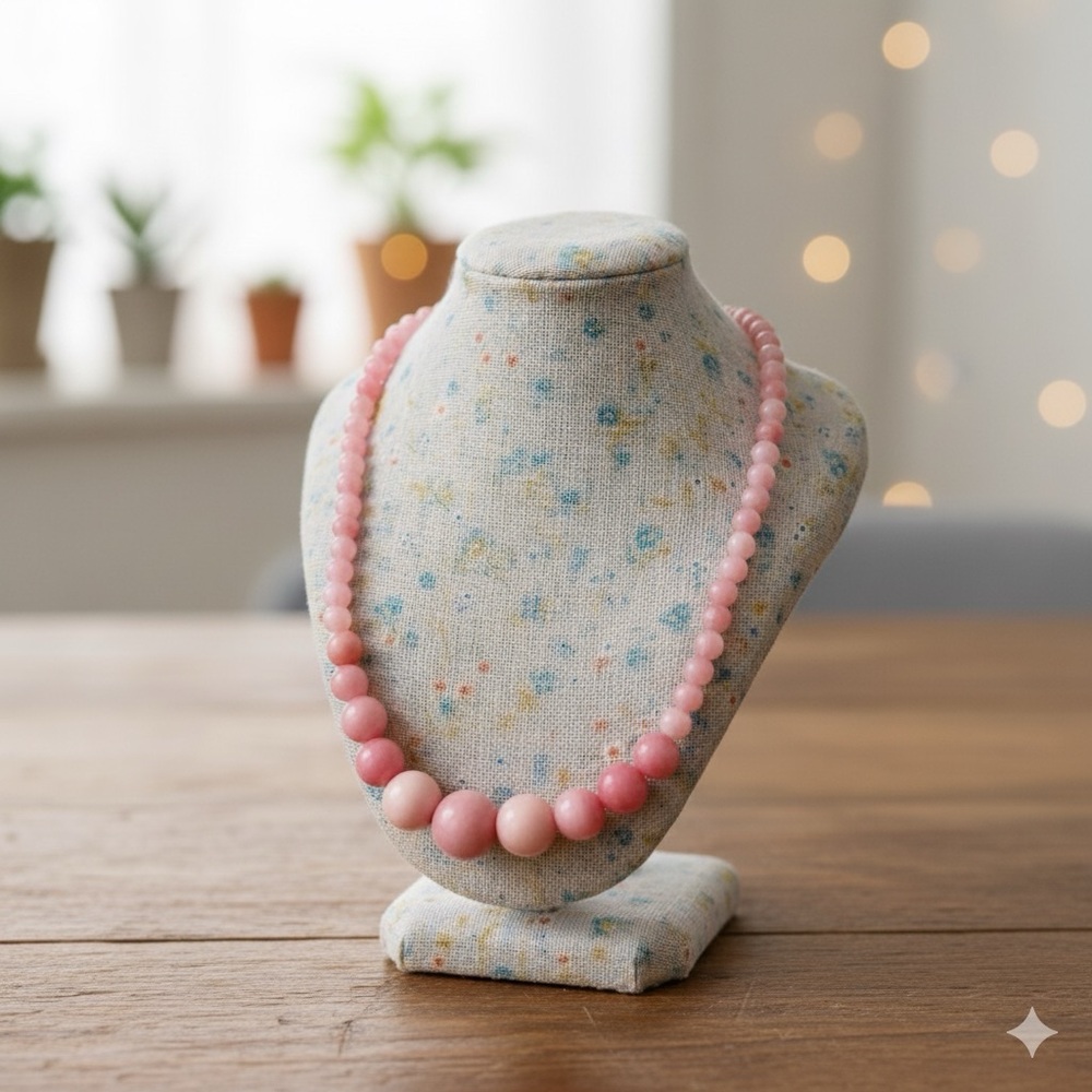 Pink Beaded Necklace - Elegant Pink Statement Necklace